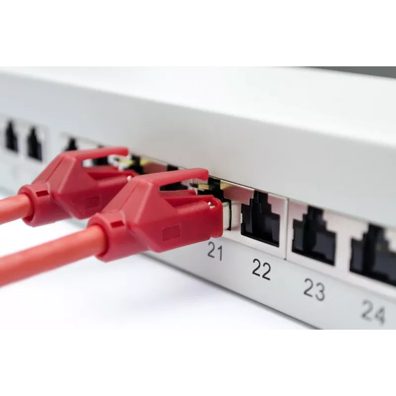 Patch panel DIGITUS DN-91624S-EA da 19 pollici, CAT6A classe EA, schermato, 24 porte RJ45, LSA, 1U, grigio chiaro RAL 7035