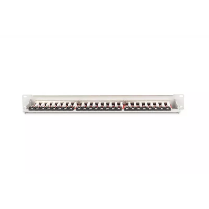Patch panel DIGITUS DN-91624S-EA da 19 pollici, CAT6A classe EA, schermato, 24 porte RJ45, LSA, 1U, grigio chiaro RAL 7035