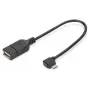 DIGITUS cavo adattatore USB 2.0, OTG, Type Micro B - A M/F, 15 cm, conforme USB 2.0, ad angolo retto, nero