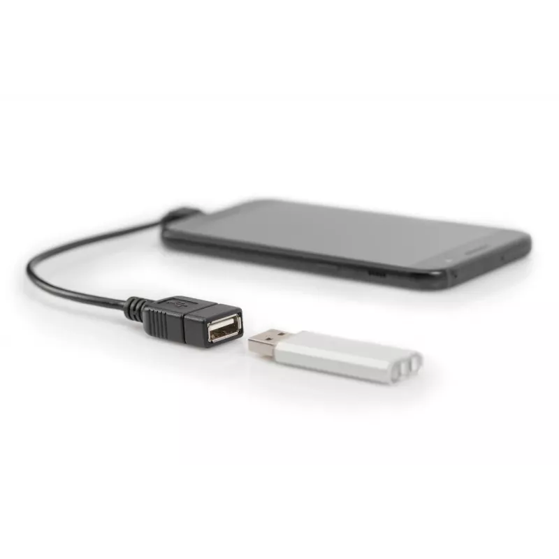 DIGITUS cavo adattatore USB 2.0, OTG, Type Micro B - A M/F, 15 cm, conforme USB 2.0, ad angolo retto, nero
