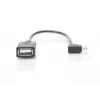 DIGITUS cavo adattatore USB 2.0, OTG, Type Micro B - A M/F, 15 cm, conforme USB 2.0, ad angolo retto, nero
