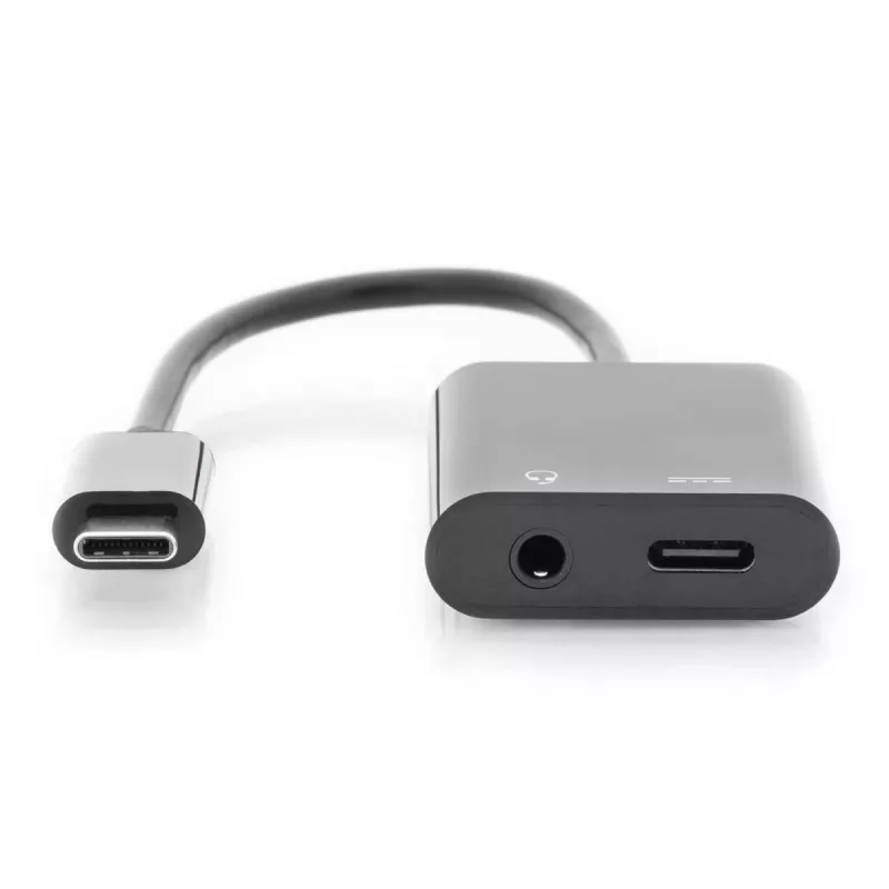DIGITUS cavo splitter USB Type-C, tipo C – 3,5 mm + tipo C M/F/F, 20 cm nero