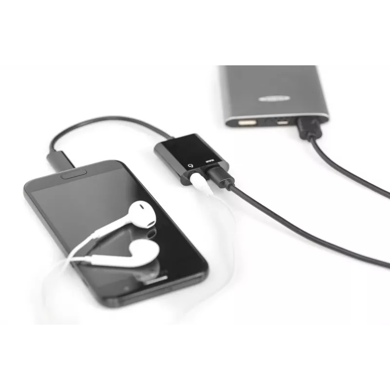 DIGITUS cavo splitter USB Type-C, tipo C – 3,5 mm + tipo C M/F/F, 20 cm nero