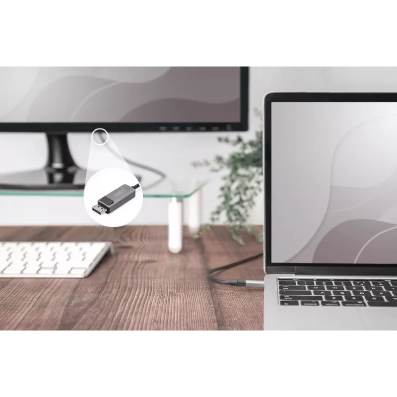 DIGITUS cavo adattatore USB Type C to DP 8Ka30Hz. HBR3 alloggiamento in alluminio nero 1m