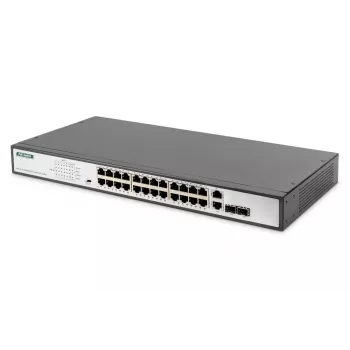 Switch Digitus DN-95343 a 24 porte Fast Ethernet PoE, 2x Gigabit Combo TP/SFP, 370 W