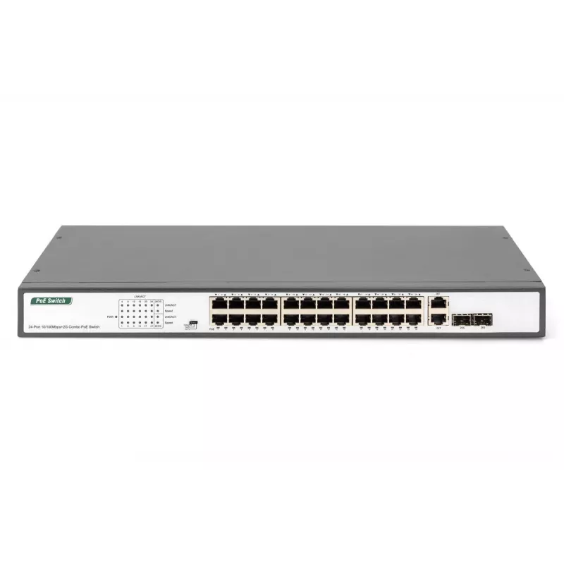 Switch Digitus DN-95343 a 24 porte Fast Ethernet PoE, 2x Gigabit Combo TP/SFP, 370 W