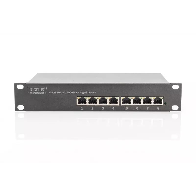 DIGITUS Switch Gigabit Ethernet 8 porte 10 pollici 8x10/100/1000Mbps RJ45