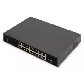 DIGITUS Switch PoE 16 porte 10/100 Mbit/s 16 x porte PoE RJ45 10/100 Mbit/s, 1x GE RJ45, 1x SFP