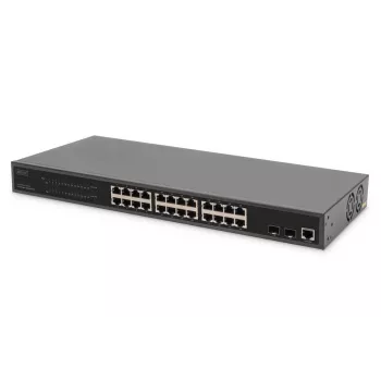 DIGITUS Switch Gigabit Ethernet con iniettore PoE 24 porte L2 Managed 2 SFP Uplink