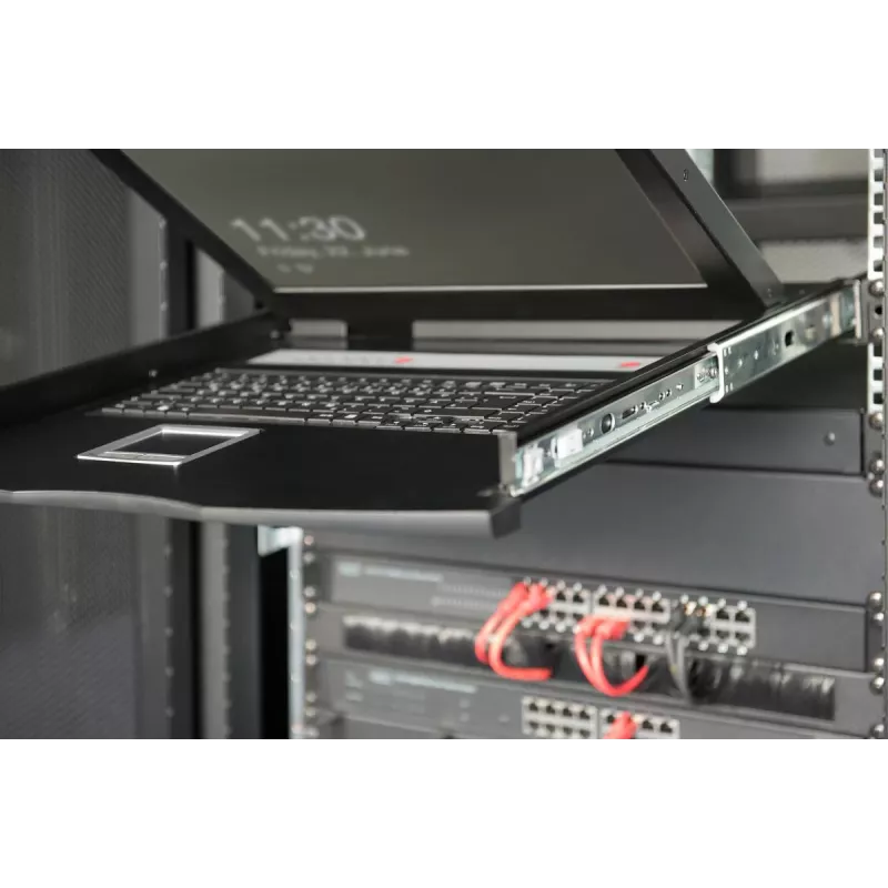 Console KVM LCD Full HD modulare DIGITUS DS-72221-1GE da 19 pollici (43,2 cm), KVM VGA a 1 porta, touchpad, tastiera tedesca