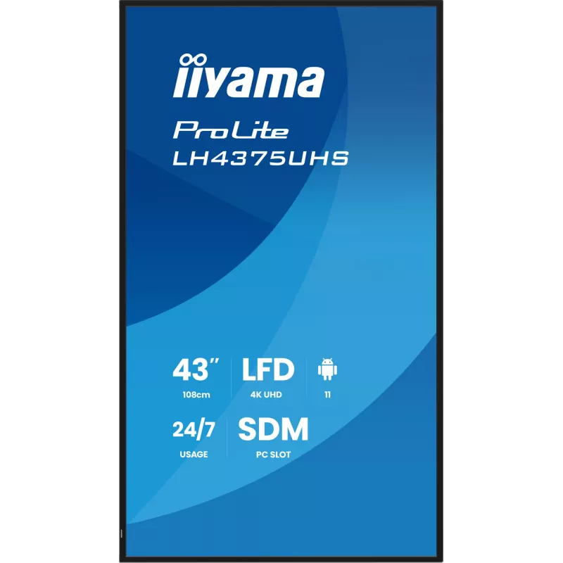 iiyama LH4375UHS-B2AG Signage Display schermo piatto digital signage 108 cm (42,5 inch) LCD Wi-Fi 500 cd/m² 4K Ultra HD nero processore integrato Android 11 24/7