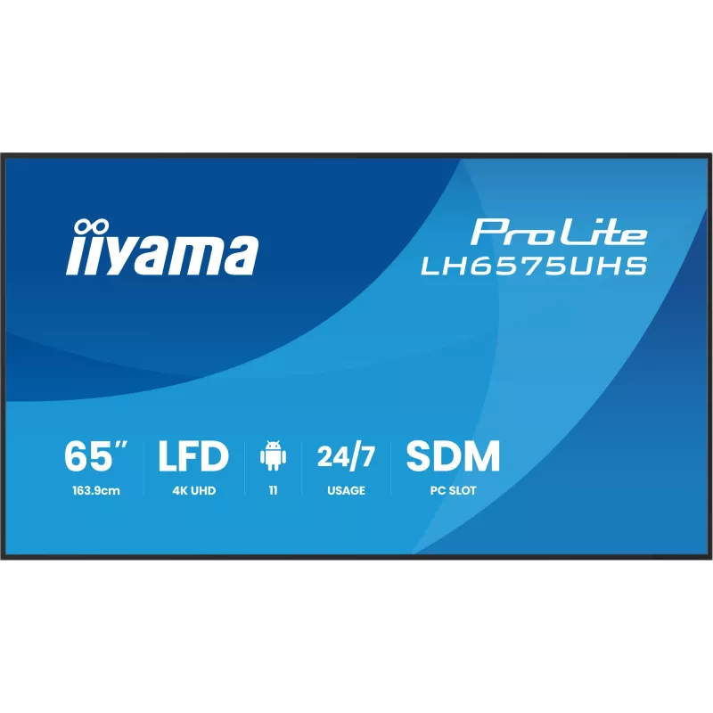 iiyama LH6575UHS-B2AG Signage Display schermo piatto digital signage 163,8 cm (64,5 inch) LCD Wi-Fi 500 cd/m² 4K Ultra HD nero processore integrato Android 11 24/7