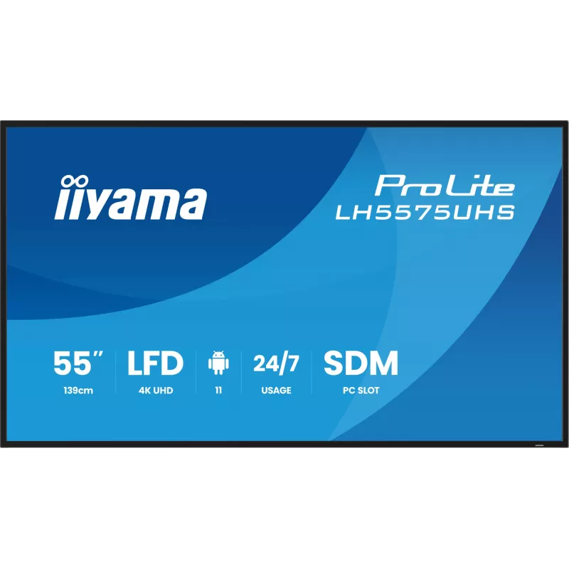 iiyama LH5575UHS-B2AG Signage Display schermo piatto digital signage 138,7 cm (54,6 inch) LCD Wi-Fi 500 cd/m² 4K Ultra HD nero processore integrato Android 11 24/7
