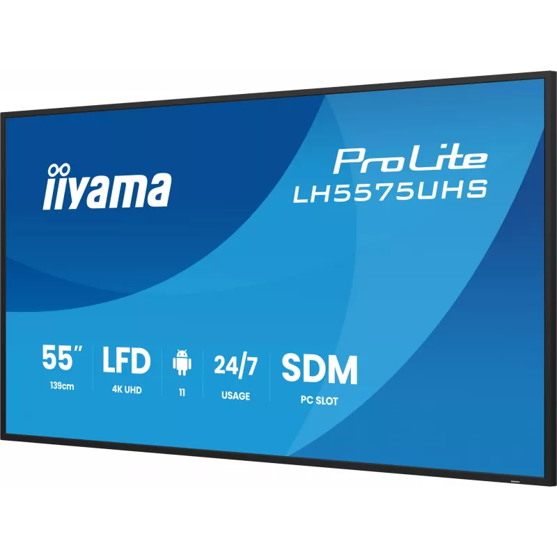 iiyama LH5575UHS-B2AG Signage Display schermo piatto digital signage 138,7 cm (54,6 inch) LCD Wi-Fi 500 cd/m² 4K Ultra HD nero processore integrato Android 11 24/7