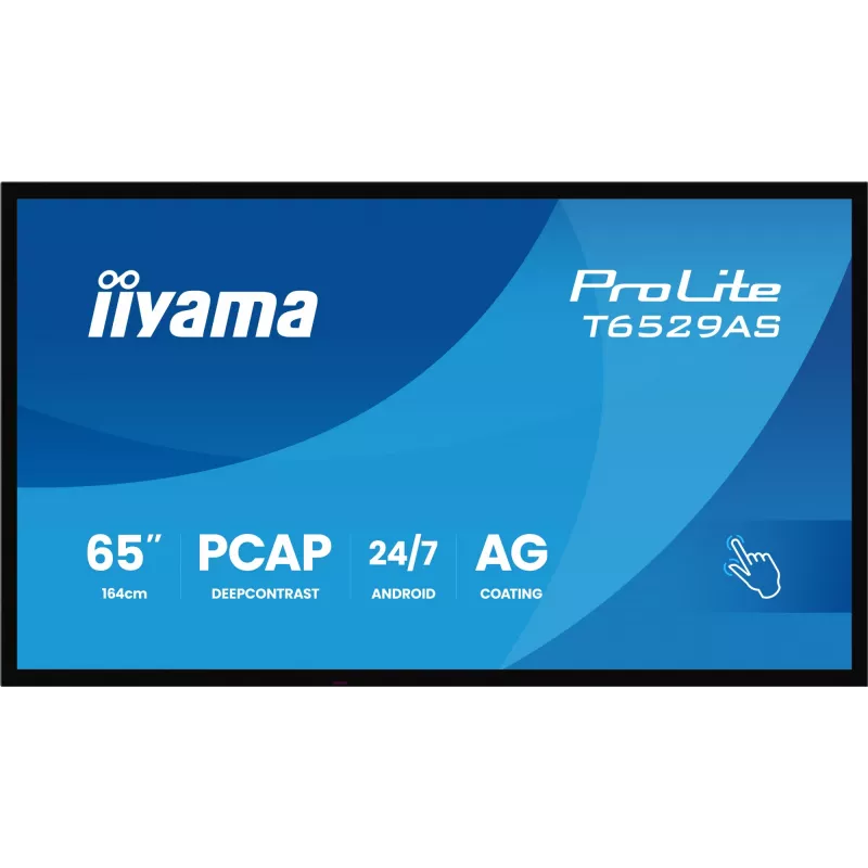 iiyama T6529AS-B1AG Signage Display design kiosk 163,8 cm (64,5 inch) LED Wi-Fi 420 cd/m² 4K Ultra HD nero touchscreen processore integrato Android 24/7