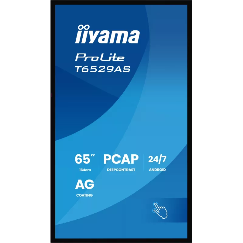 iiyama T6529AS-B1AG Signage Display design kiosk 163,8 cm (64,5 inch) LED Wi-Fi 420 cd/m² 4K Ultra HD nero touchscreen processore integrato Android 24/7