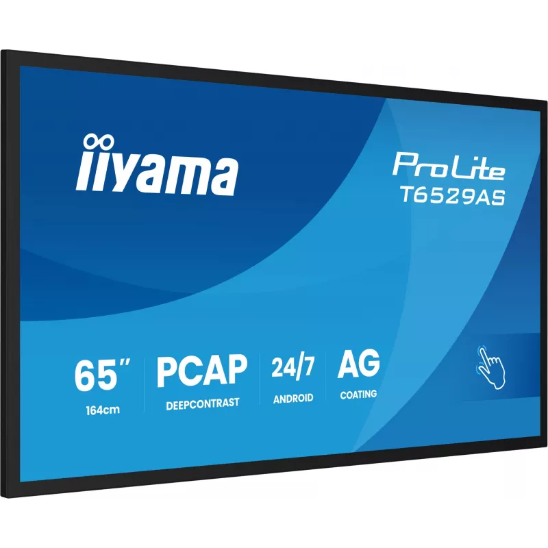 iiyama T6529AS-B1AG Signage Display design kiosk 163,8 cm (64,5 inch) LED Wi-Fi 420 cd/m² 4K Ultra HD nero touchscreen processore integrato Android 24/7