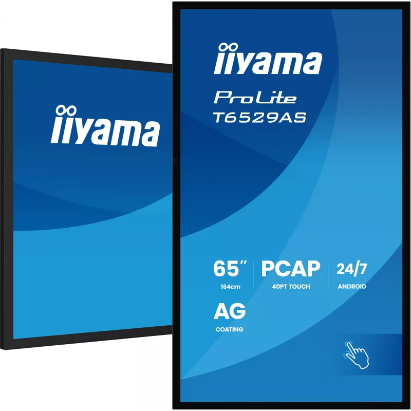 iiyama T6529AS-B1AG Signage Display design kiosk 163,8 cm (64,5 inch) LED Wi-Fi 420 cd/m² 4K Ultra HD nero touchscreen processore integrato Android 24/7