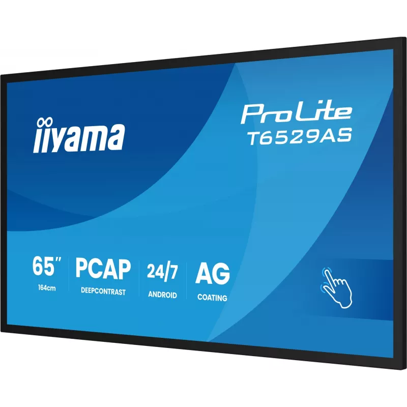 iiyama T6529AS-B1AG Signage Display design kiosk 163,8 cm (64,5 inch) LED Wi-Fi 420 cd/m² 4K Ultra HD nero touchscreen processore integrato Android 24/7