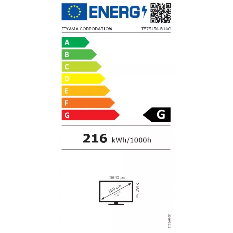 Schermo piatto digital signage iiyama TE7515A-B1AG 74,5