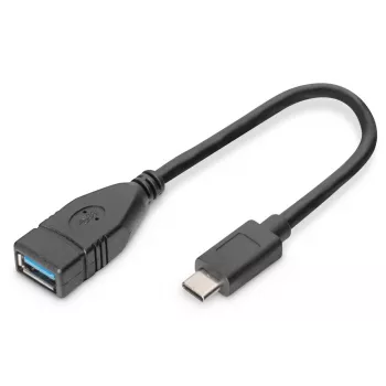 DIGITUS cavo adattatore USB Type-C, OTG, Type-C - A M/F, 15 cm Super Speed nero