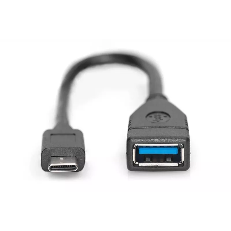 DIGITUS cavo adattatore USB Type-C, OTG, Type-C - A M/F, 15 cm Super Speed nero