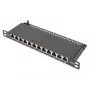 DIGITUS Patch Panel CAT6A, schermato, 12 porte, 1/2U, installazione rack 10 pollici, nero RAL 9005