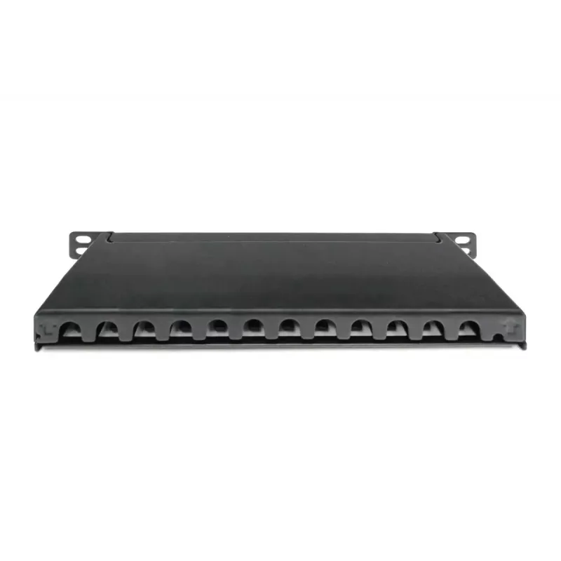 DIGITUS Patch Panel CAT6A, schermato, 12 porte, 1/2U, installazione rack 10 pollici, nero RAL 9005