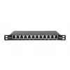 DIGITUS Patch Panel CAT6A, schermato, 12 porte, 1/2U, installazione rack 10 pollici, nero RAL 9005