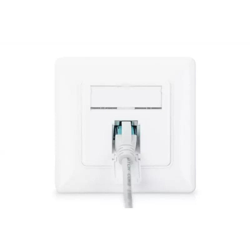DIGITUS presa di rete CAT6A classe EA, schermata 1x RJ45, LSA, bianco puro, da incasso, 8 direzioni