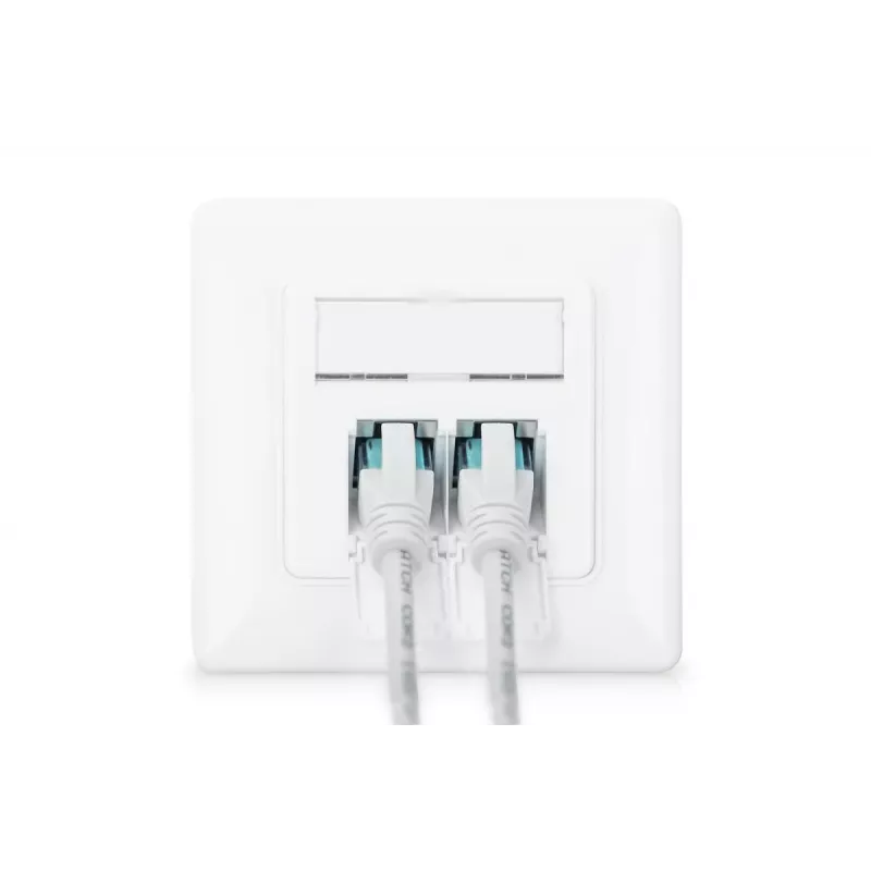 DIGITUS presa di rete CAT6A classe EA, schermata 2x RJ45, LSA, bianco puro, da incasso, 8 direzioni