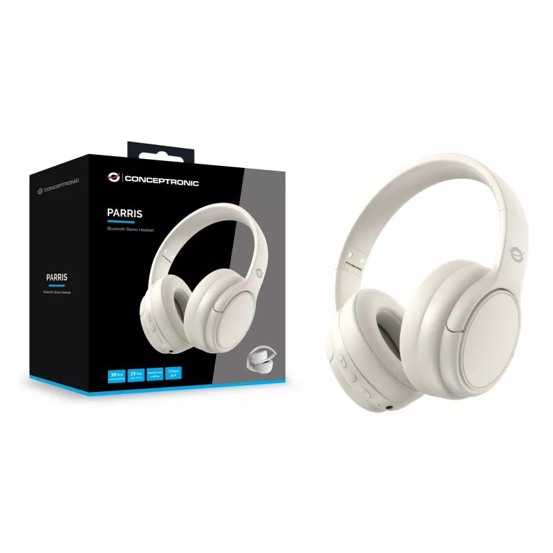 Conceptronic PARRIS03C Headset stereo Bluetooth, con filo e senza fili, musica, 20 - 20000 Hz, 198,5 g, headset, crema