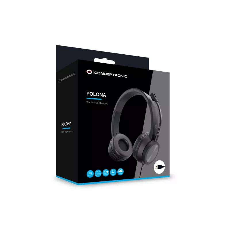 Conceptronic POLONA05B Headset stereo USB con microfono con cancellazione del rumore
