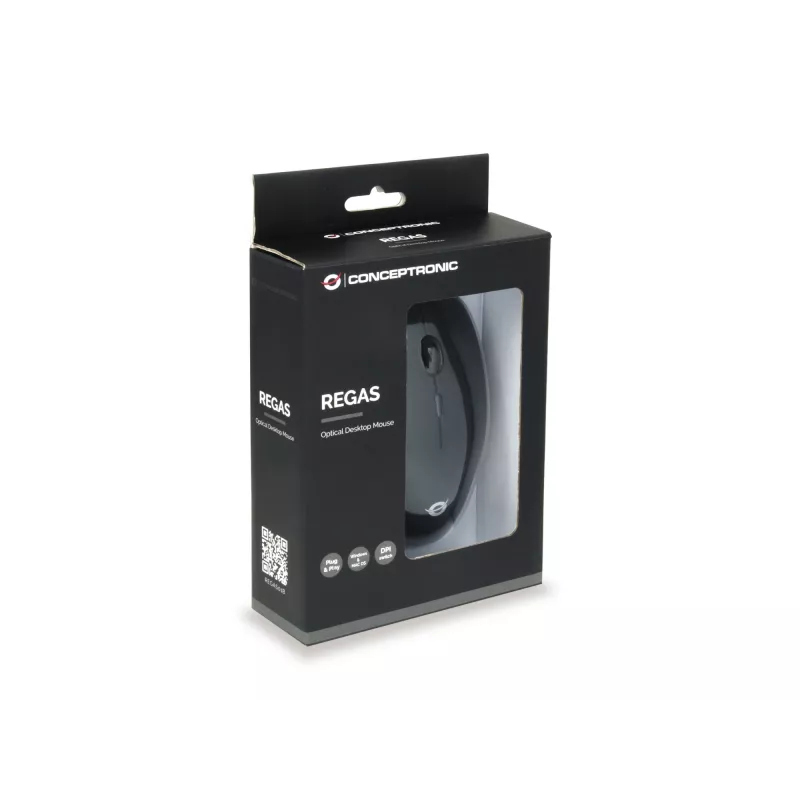 Conceptronic REGAS01B Mouse da ufficio ambidestro USB Type-A ottico 1200 DPI