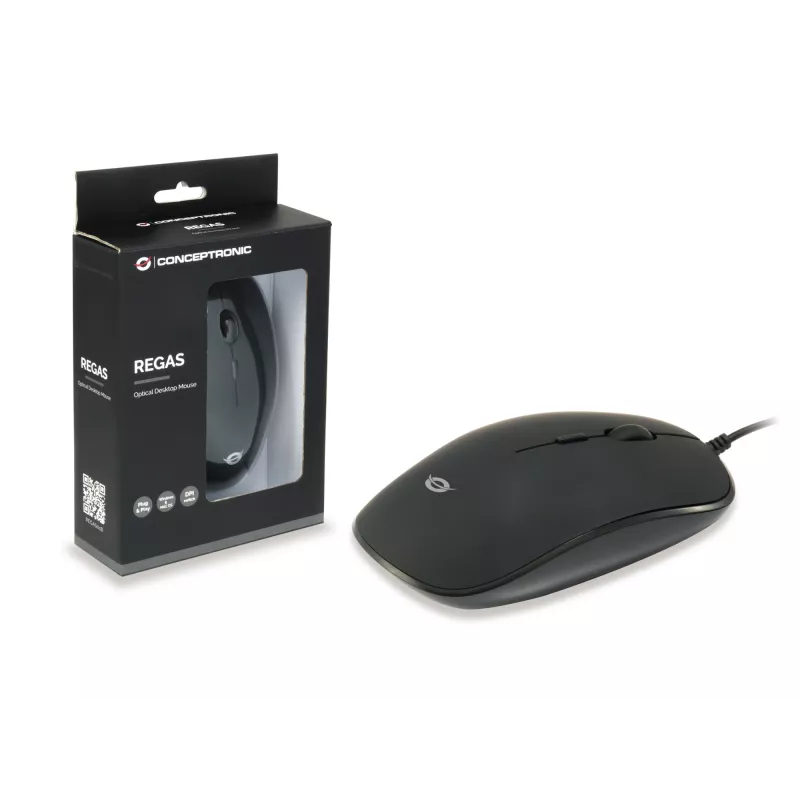 Conceptronic REGAS01B Mouse da ufficio ambidestro USB Type-A ottico 1200 DPI