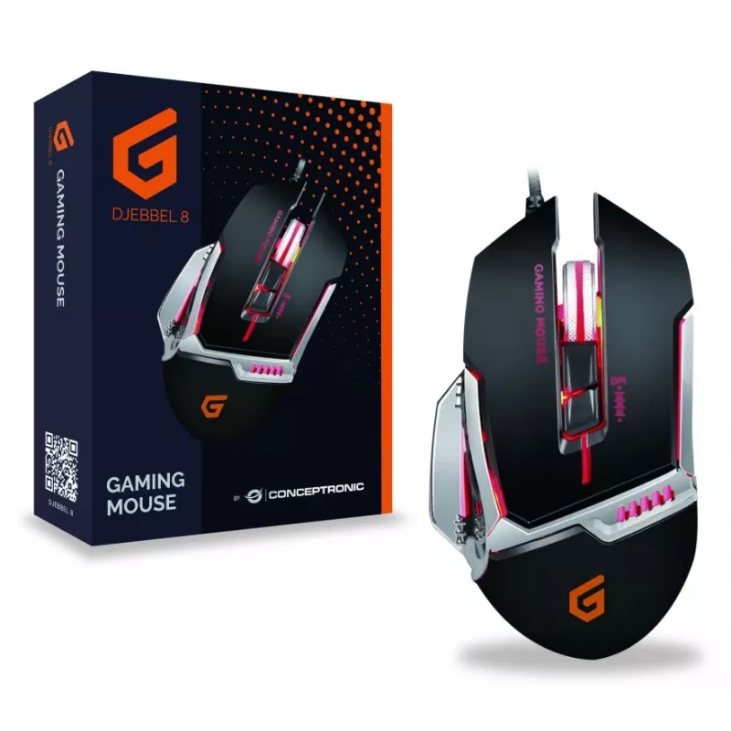 Conceptronic DJEBBEL 8, mouse gaming USB, 8 tasti programmabili, 4000 DPI