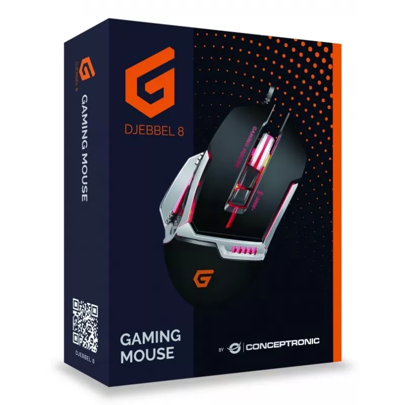 Conceptronic DJEBBEL 8, mouse gaming USB, 8 tasti programmabili, 4000 DPI