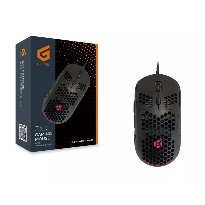 Conceptronic DJEBBEL 6D Mouse gaming con struttura a nido d'ape, 6400 DPI