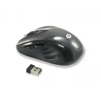Conceptronic CLLM5BTRVWL Mouse da viaggio wireless a 6 tasti, per destrimani, ottico, RF wireless, 1600 DPI, nero