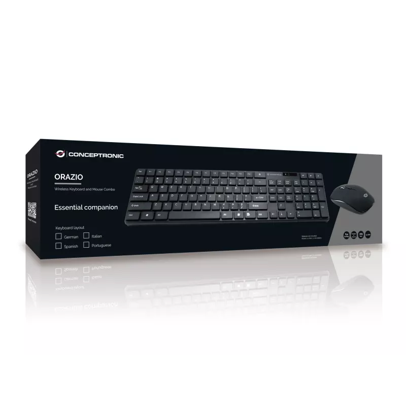 Conceptronic ORAZIO01DE Tastiera e mouse inclusi casa RF wireless QWERTZ tedesco nero