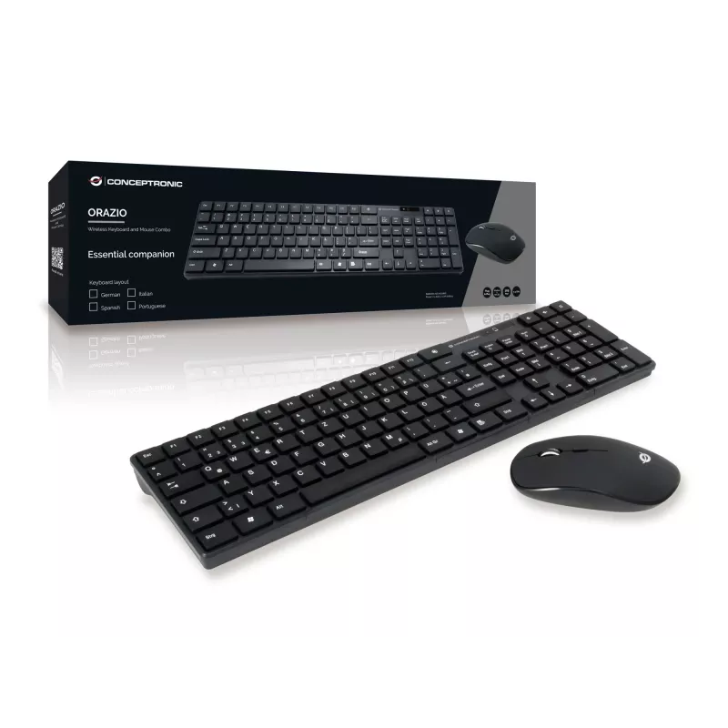 Conceptronic ORAZIO01DE Tastiera e mouse inclusi casa RF wireless QWERTZ tedesco nero