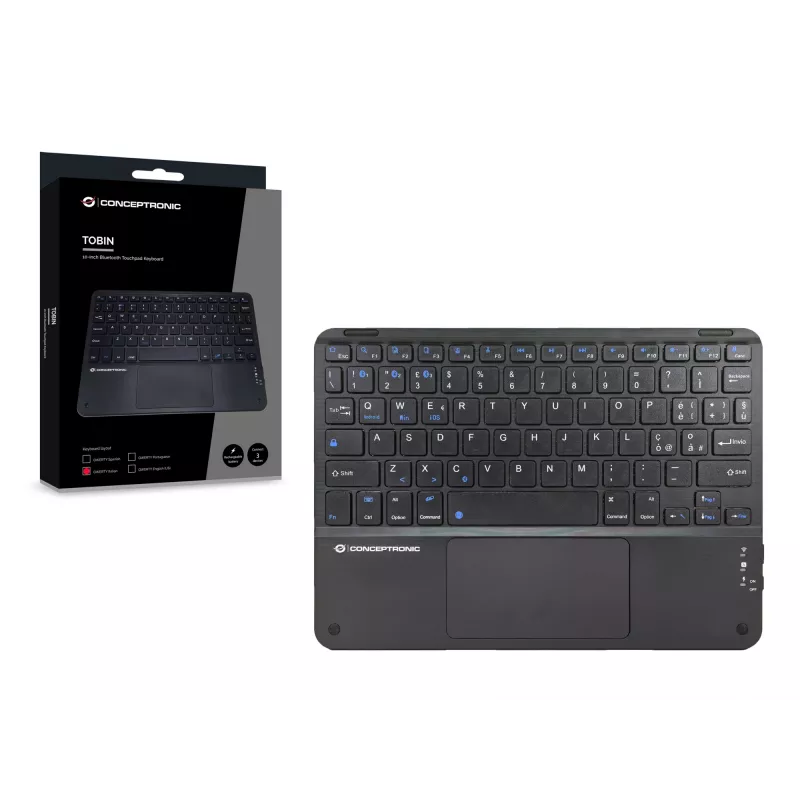Conceptronic TOBIN01BIT Tastiera Bluetooth con touchpad da 10 pollici, QWERTY italiano