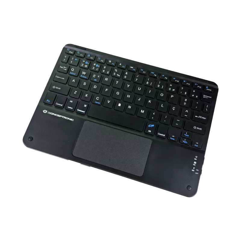 Conceptronic TOBIN01BPT Tastiera Bluetooth con touchpad da 10 pollici, QWERTY portoghese