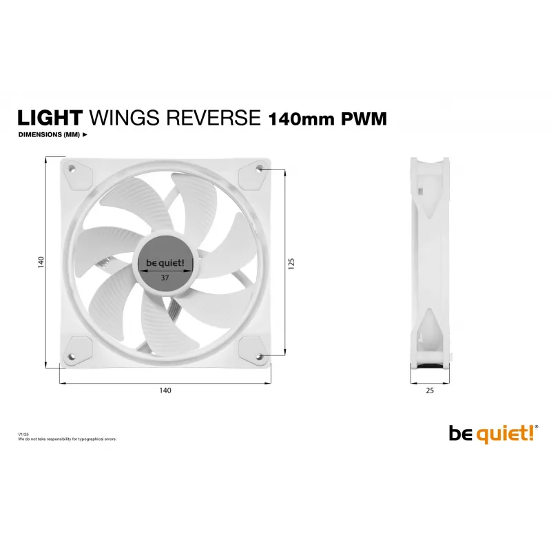 be quiet Light Wings 140 mm PWM Reverse White ventola per case PC 14 cm 1 pezzo