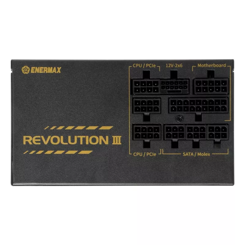 Enermax Revolution III ERV750G-AHG-MAC alimentatore per PC, 750 W, 80 Plus Gold, completamente modulare, ATX, connettore GPU High Power a 12 pin, nero
