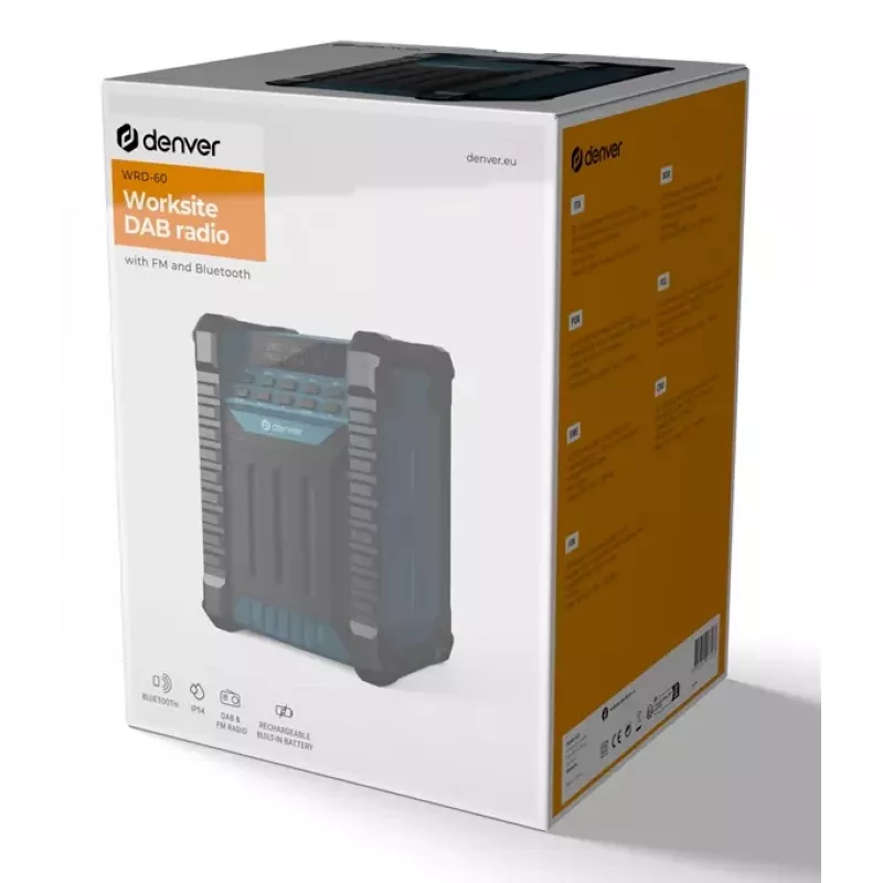 DENVER ELECTRONICS Wrd-60 radio DAB+ da cantiere con Bluetooth e funzione luce flood
