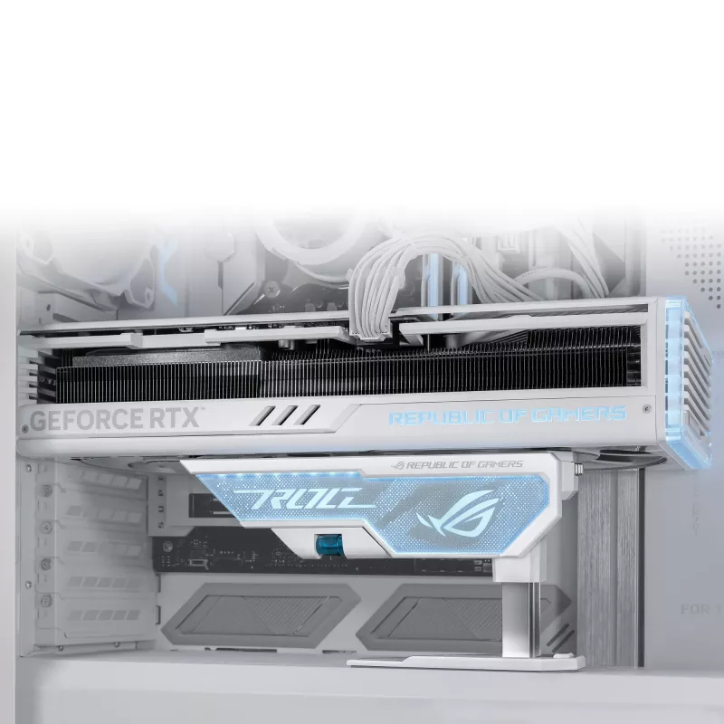 Supporto per scheda grafica ASUS ROG Herculx Universal bianco – 0,5 m di lunghezza, supporta 1 GPU, illuminazione multicolore