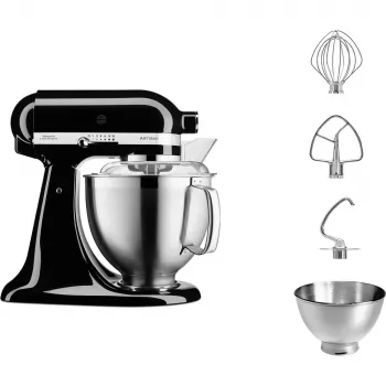 KitchenAid robot da cucina Artisan 5KSM185PS — ciotola in acciaio inox 4,8 L, 300 W, 10 velocità, nero