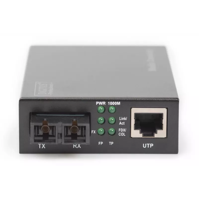 DIGITUS DN-82120-1 convertitore di supporti Gigabit, multimodale, da 10/100/1000Base-T a 1000Base-SX, RJ45 / SC, 850 nm, fino a 0,5 km