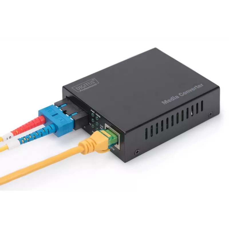 DIGITUS DN-82120-1 convertitore di supporti Gigabit, multimodale, da 10/100/1000Base-T a 1000Base-SX, RJ45 / SC, 850 nm, fino a 0,5 km